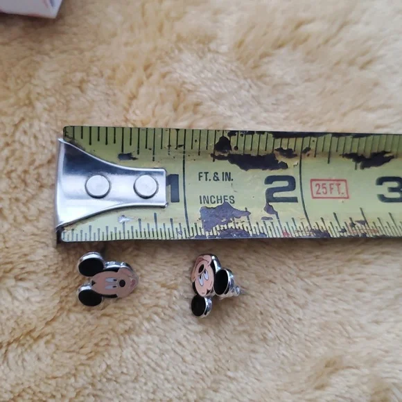Disney Signed Enamel Mickey Mouse Silver Plated Stud Earrings - Picture 3 of 3